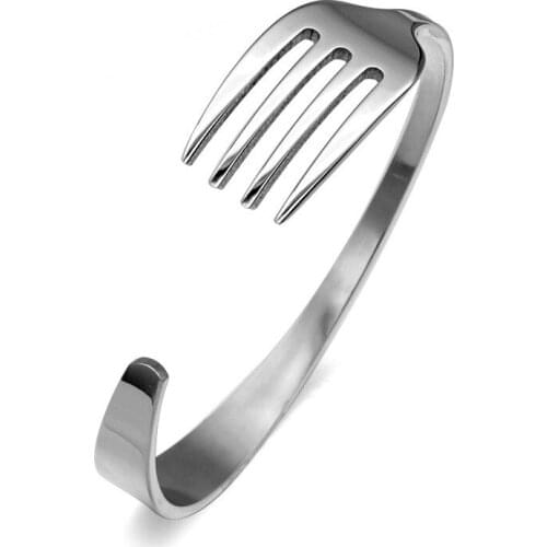 Beichong Women Men 3 Colors Silver gold black Stainless Steel Fork Cuff Bracelets & Bangles for Gift Jewelry drop ship