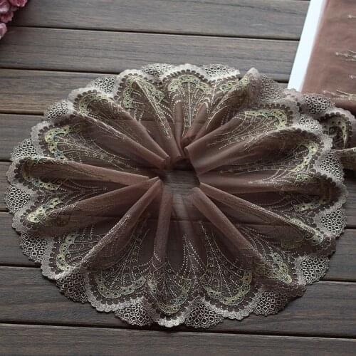 Free shipping 2yards/lot 18cm wide Embroidered Tulle Lace trim mesh lace trim ~yellow~ beautiful