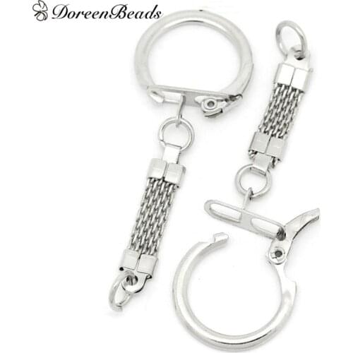 DoreenBeads Iron Based Alloy Keychain & Keyring Round Silver Color 62mm x 23mm, 30 PCs Key Ring Split Jewelry Making Findings