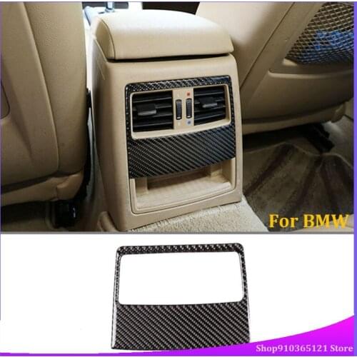 For BMW E90 E92 3 Series 2005-2012 Carbon Fiber Sticker Car Armrest Rear Row Air Conditioning Vent Frame Trim Accessories