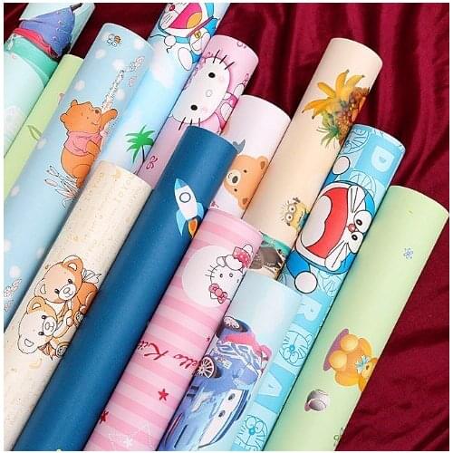 Home decor Self adhesive vinyl decorative cartoon wallpaper blue color wall stickers cartoon wallpaper for kids room 0.45m*10m