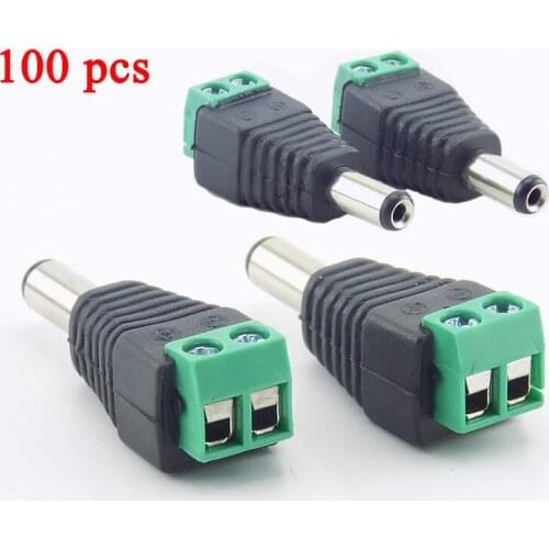 Gakaki 100pcs wholesale 2.1 x 5.5mm bnc connector DC Male Adapter Surveillance System Power Supply for CCTV Camera Accessories