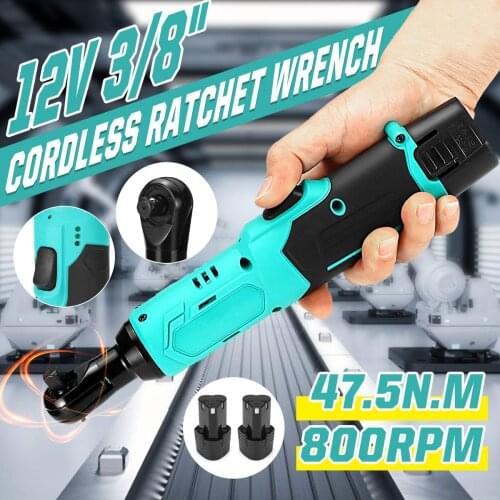 47N.m Cordless Electric Wrench 3/8" Ratchet Wrench Set Rechargeable Angle Drill Screwdriver Wrench Tools with 2 Battery Charger