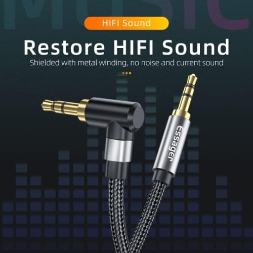 Essager Aux Cable 3.5mm Jack Audio Cable 90 Degree Right Angle Hifi 3.5 AUX Cord For Wired Headphones Xiaomi Speaker Laptop