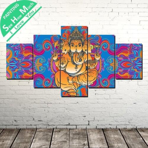 5 Piece Ganesh Lord Image Canvas Painting Wall art Picture for Living Room Art Poster Decoration Picture Modern Print Wall Pictu