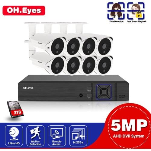 Home CCTV Camera Security System Kit H.265 8CH 5MP AHD DVR NVR Kit 4/8Pcs indoor Outdoor Dome CCTV Camera Surveillance System