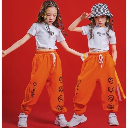 Childrens Day Jazz Performance Costumes White Tops Hiphop Loose Pants Suit Ballroom Hip Hop Dance Clothes Stage Outfits DQS6833