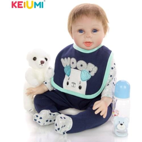 KEIUMI 55 cm Baby Doll Cloth Body Vinyl 22 Inch Lifelike Reborn Baby Doll Newborn Lovely Toy For Boy Kids Christmas Gifts