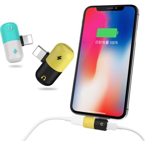 Mini Adapter with 2 Interfaces for Iphone 7 7PLUS 8 8PLUS X Mini Converters Connectors for Listening to Music While Charging