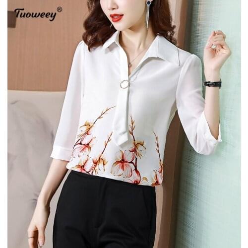 Fashion Shirts Tops Korean 2021 summer New half Sleeve Blusa Women OL Blouses Office Chiffon Shirts Stripe o-neck Womens Tops