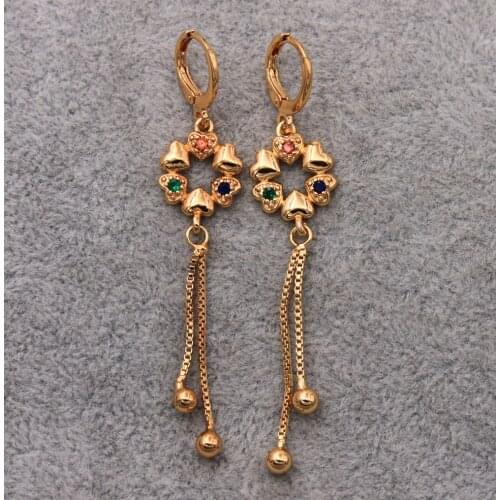 Trendy Dangle Drop Earrings Gold Plated Round Heart Earring For Women Fashion Jewelry Accessories Wedding Party Anniversary Gift