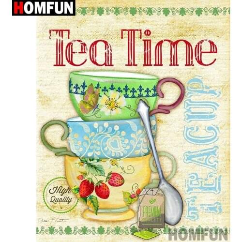 HOMFUN Full Square/Round Drill 5D DIY Diamond Painting "Cup text landscape" Embroidery Cross Stitch 3D Home Decor Gift A13102