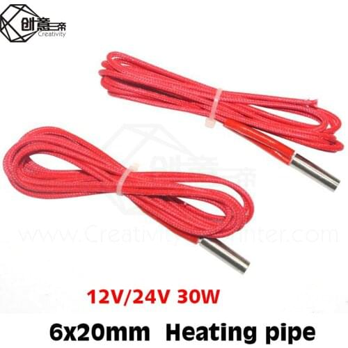 1M length Heating Tube 6*20mm Heat 12V30W/24V30W Heater 6*20mm Extrusion 3D Printer Part 12V 30W Ceramic Cartridge For Extruder
