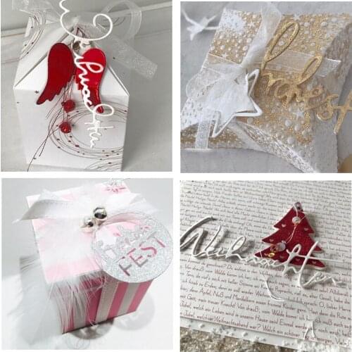 German Word Phrase Metal Cutting Dies Christmas German Words Die Cuts For Card Making DIY Scrapbooking New 2019 Crafts Cards