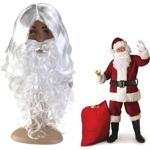 New Year White Santa Fancy Dress Costume Wizard Wig And Beard Set Christmas Halloween Xmas Party Decoration