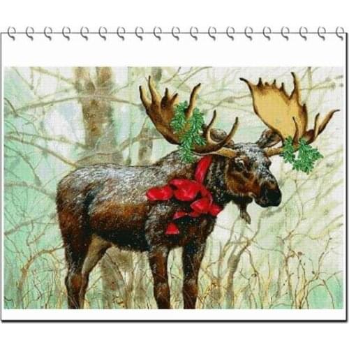 New year Elk animal Cross Stitch Kits Crafts 14CT Unprinted For Embroidered Handmade Art Aida Oil Painting Wall Home Decor