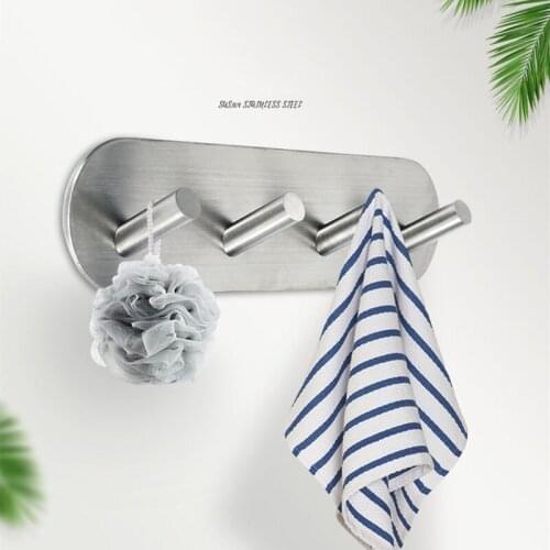 New Product Wall-Mounted Household Stainless Steel Hook Punch-Free Strong Self-Adhesive Bathroom Kitchen Supplies Storage Hooks