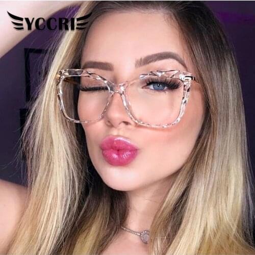 2020 Cats Eye Transparent Glasses Fashion Square Spectacles Framework Women Fashion Design Sexy Frame Optical Computer Glasses