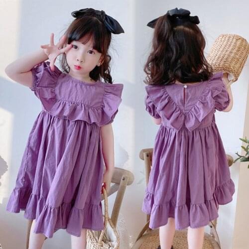 Summer Baby Girls Dress Ruffles Children Dresses Purple Princess Kids Dress for Girls Toddler Fashion Party Clothing