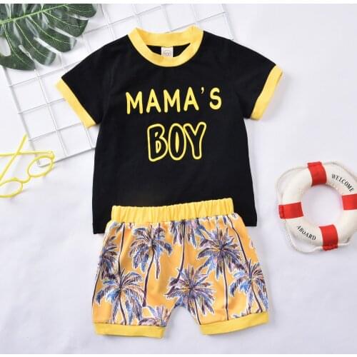 Kid Boy Shirt, Summer Shorts, Short Sleeve Round Collar Tree Printed Pullover Sports Pants