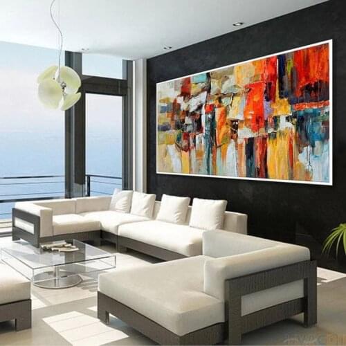 Hand Painted Colorful Textured Oil Painting Artwork Modern Oversize Abstract Extra Large Wall Decoration in the living room