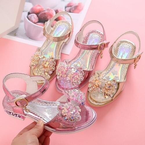 Girls Sandals Childrens Princess Shoes Boy Girl Student Performance Shoes Crystal Bow Women Shoes Womens Sandals