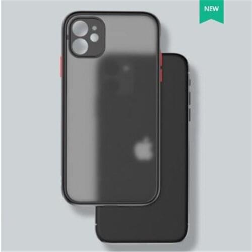 Solid Color Transparent Matte Phone Case For iPhone 11 pro max 11 pro Case Silicone Shockproof Hard PC Back Cover Contrast Color