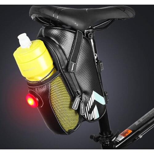 Bicycle Saddle Bag With Water Bottle Pocket Waterproof MTB Bike Rear Bags Cycling Rear Seat Tail Bag Bike Accessories