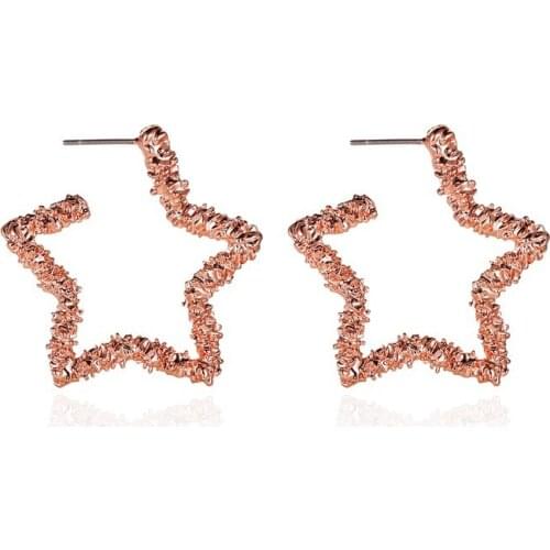 Trend Fashion Hollow Heart Hook Earrings Classics Embossed Geometri Star Shaped Hook Earrings For Lady Jewelry Daily Wear Gift