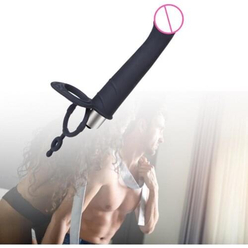 Vibrator Stick Double Rings Waterproof Silicone Adults Sex Product for Couple