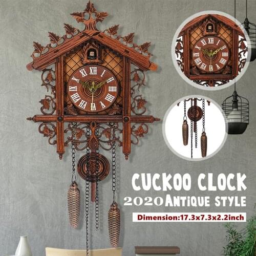 Vintage Handcraft Wood Cuckoo Wall Clock Tree House Swing Wall Clock Art Home Decorations