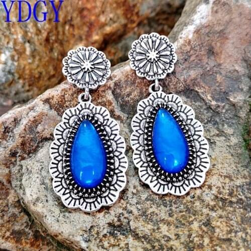 YDGY New long geometric Earrings large earrings handmade by Bohemia in 2019Fashion inlaid red exaggerated Earrings