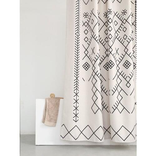 LIANGQI Imitation Linen Shower Curtain Bohemia Bathroom Partition Curtains Waterproof Thicken Fabric Customizable Home Decor