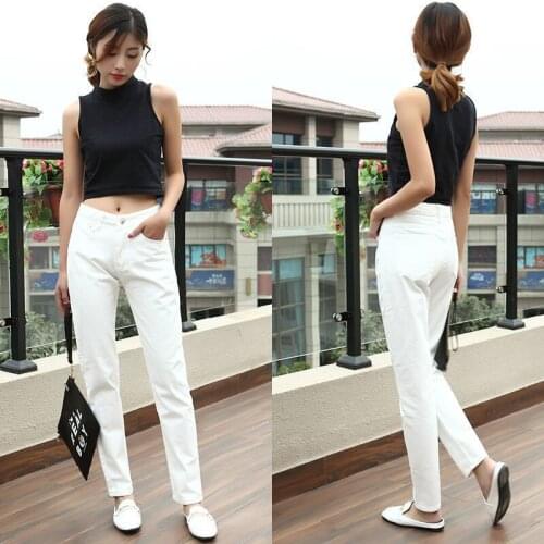 Women Denim Pant High Waist Jeans Woman Autum Casual Straight Harem pants Womens White Jeans Lady Streetwear Trousers Plus Size