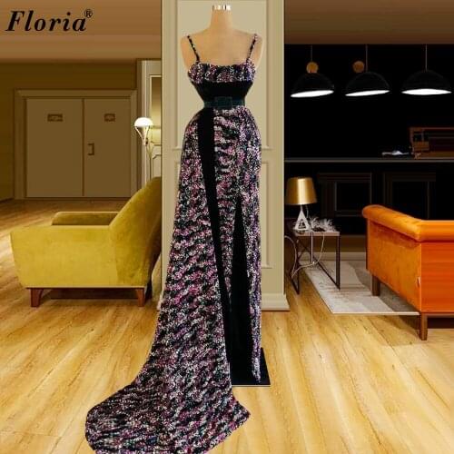 Sparkly Sequins Evening Dresses 2021 Long Mermaid Sexy Celebrity Dresses Evening Wear Spaghetti Prom Party Dresses For Women