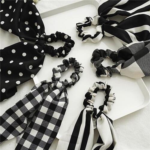 Winter accessories fall vintage Black and White plaid headband scrunchies hair band opaska do wlosow turban soft tiara bandeau