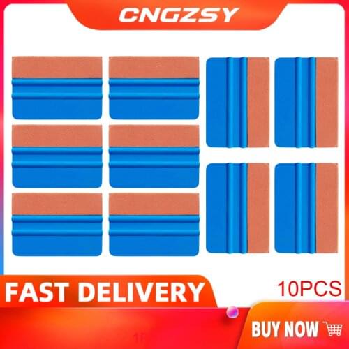 CNGZSY 10pcs Multifunction Suede Wrapped Squeegee 4 Inch Scraper Squeegee Auto Film Wrapping Tools Wallpaper Scraper 10A17