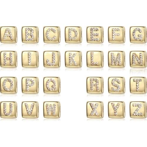 26Pcs/Lot A-Z Alphabet Initial Letter Pendants for Women Gold Color Dice CZ Charms DIY Personalized Jewelry Gifts LGPM30