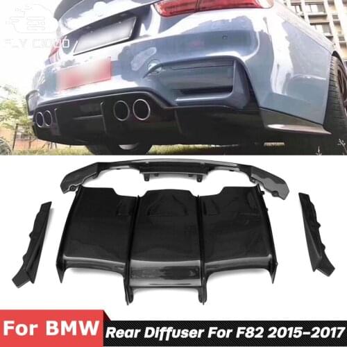 4 PCS Carbon Fiber Rear Bumper Lip Chin Diffuser For BMW M3 F80 M4 F82 Car Body Kit Tuning 2015-2017