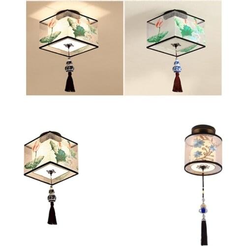 4 Types Chinese Style Three-Color Dimming LED Light 220V Lotus Pond Fixtures Pendant Ceiling Lamp For Dining Room,Gallery,Entry