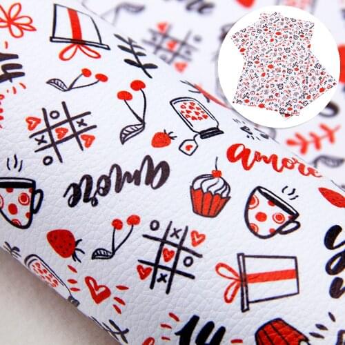 David accessories 20*33cm Valentines Day Heart Printed Love Faux Leather Sheets in Crafts Synthetic Leather DIY Bows,1Yc9083