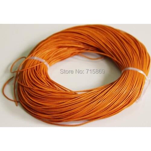Free shipping 1mm 100 Meters Orange Round Real Leather Cord