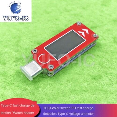 Free Ship 2pcs TC64 Color PD Fast Charging Detection Type-C Voltage Ammeter Capacity-Temperature Measuring Instrument