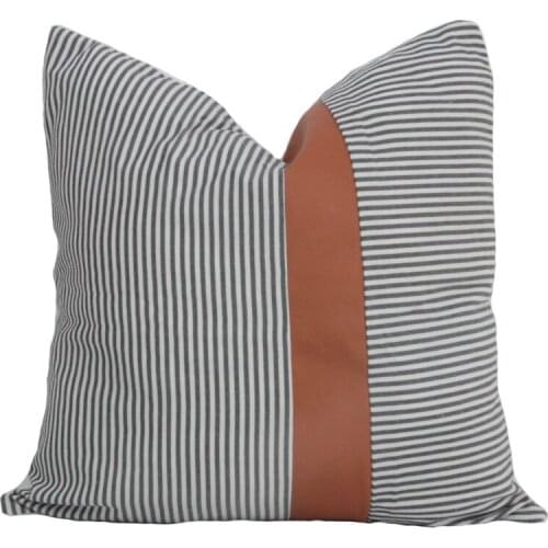 Caruso | Charcoal & Beige with Faux Leather Accent | Designed In House | Stitched Select Collection