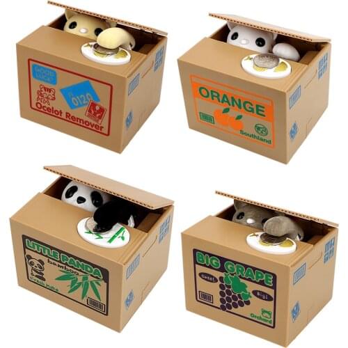 Money box monkey Panda Automatic Stealing Coin Cat Kitty Coins Cents Piggy Bank Saving Money Box Kids Moneybox for kids Gift