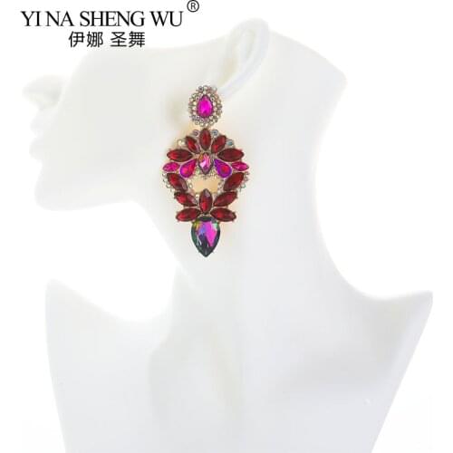 Design Long Metal Colorful Crystal Drop Earrings High-Quality Fashion Rhinestones Jewelry Accessories For Women Wholesale New