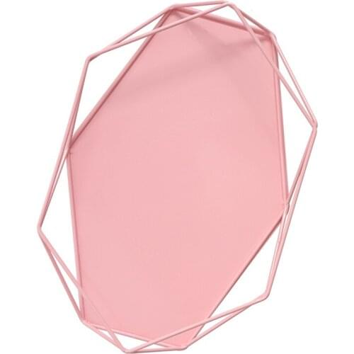 Geometric Desktop jewelry Cosmetics storage tray metal home decoration tray kitchen trays serving tray white color SNTP016D