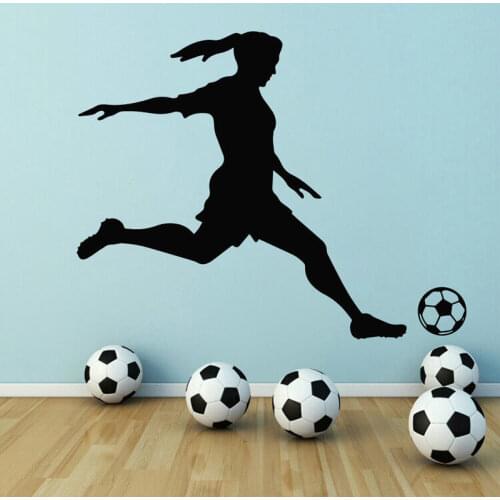 HotMeiNi 48CM*47CM Football Soccer Player Girl Woman Vinyl Sports Mural Decor Wall Decal Art Sticker Hood Decals Car Stickers