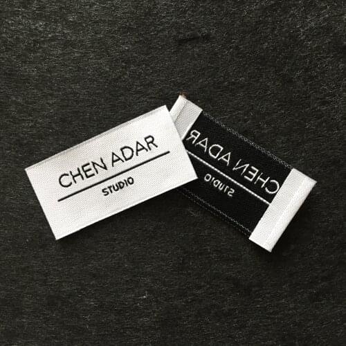 Custom Woven Labels End Folding Garment Embroidered Logo Tags For Clothing/Jeans