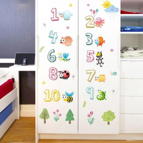 Creative Animal Number Cartoon Wall Sticker Children Room Kindergarten Classroom Layout Early Education Self-adhesive Paper
